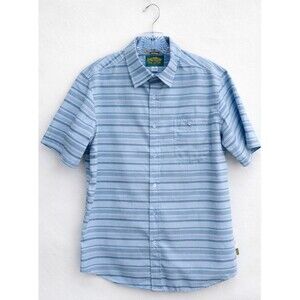 Marsh Wear Button Up Shirt Mens Medium Blue Striped Short Sleeve Fishing Coastal